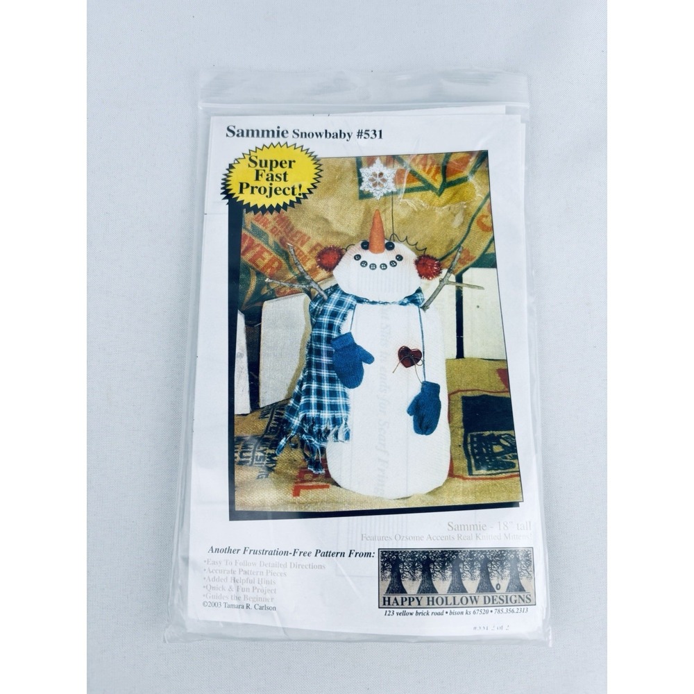 Vintage 2003 Sammie Snowbaby Snowman #531‎ Pattern  Kit Tamara R. Carlson